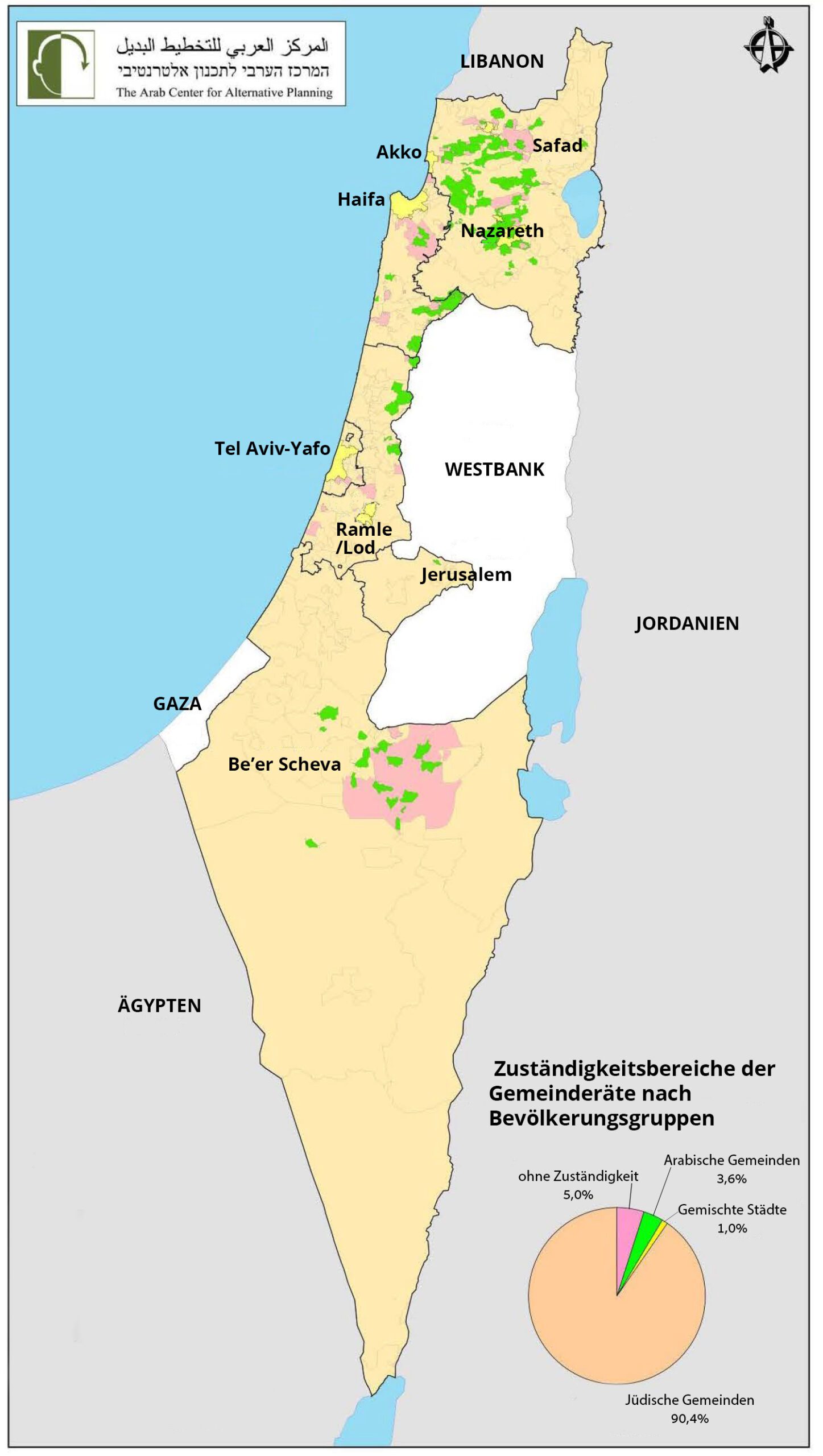  Karte vom alternativen Panungszentrum ACAP (Arab Center for Alternative Planning).