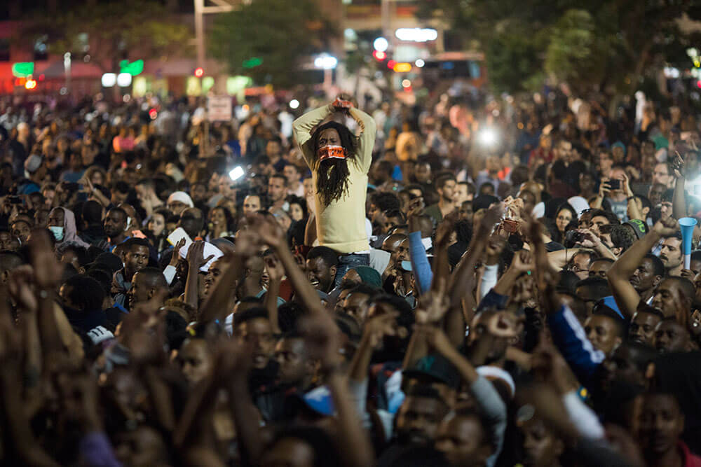  Protest äthiopischer Aktivist*innen gegen Polizeigewalt, 2015. Foto: Activestills