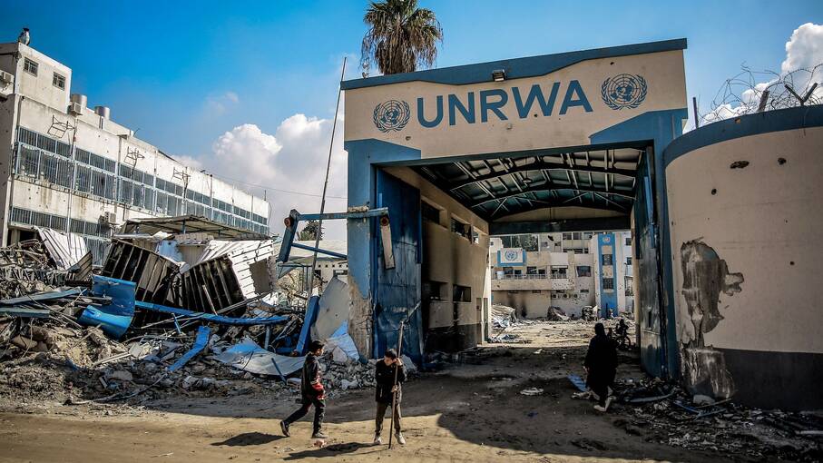 Zerstörtes UNRWA-Gebäude in Gaza-Stadt, 10.2.2024, Foto: picture alliance/dpa | Omar Ishaq